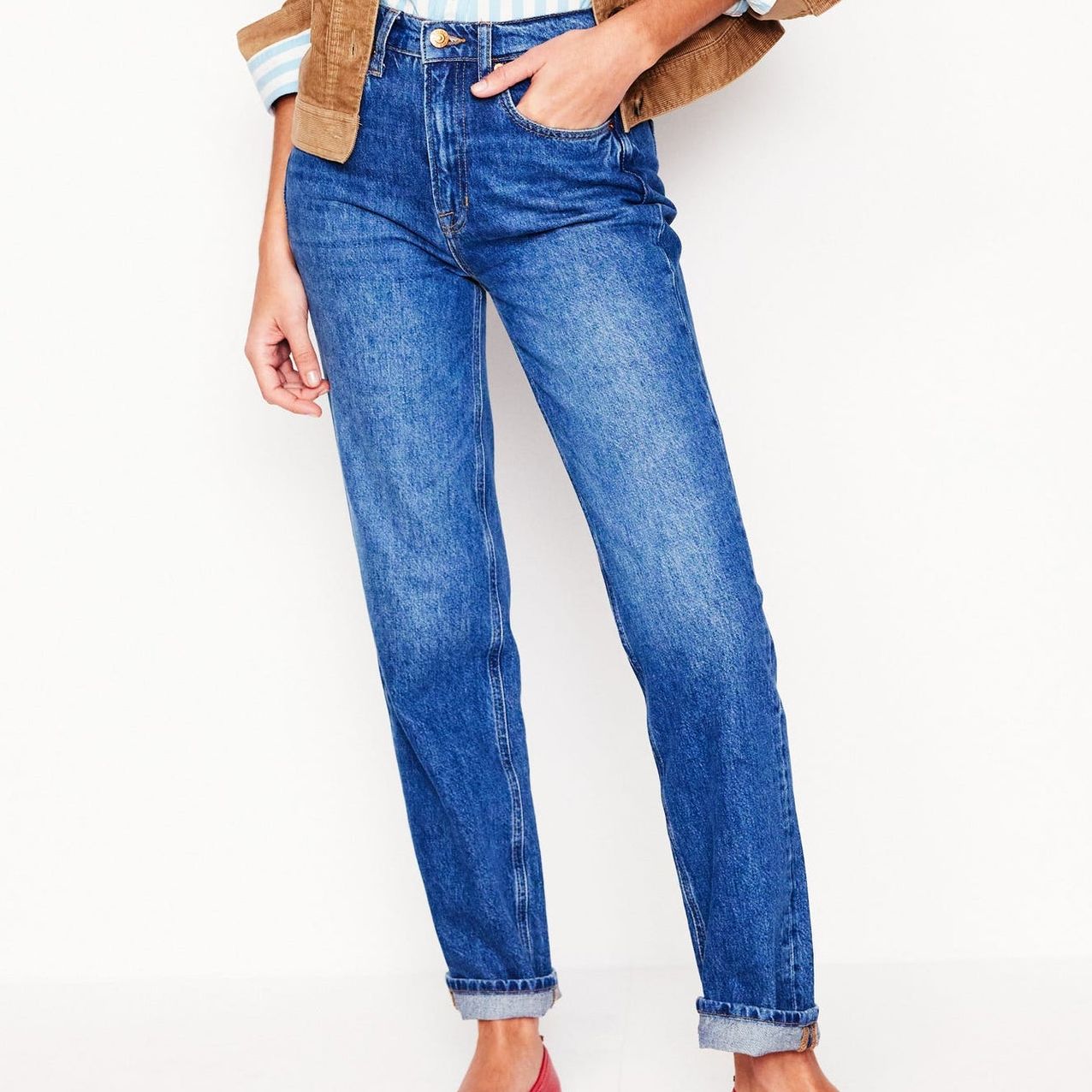 High Rise Straight Leg Jeans-Mid Vintage