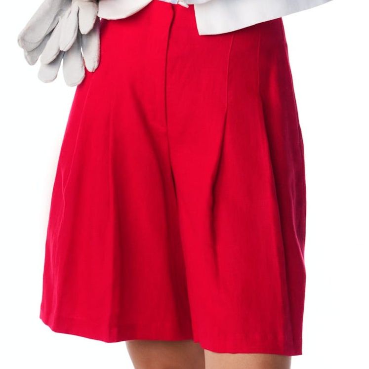 Highbury Pleated Linen Shorts-Deep Red