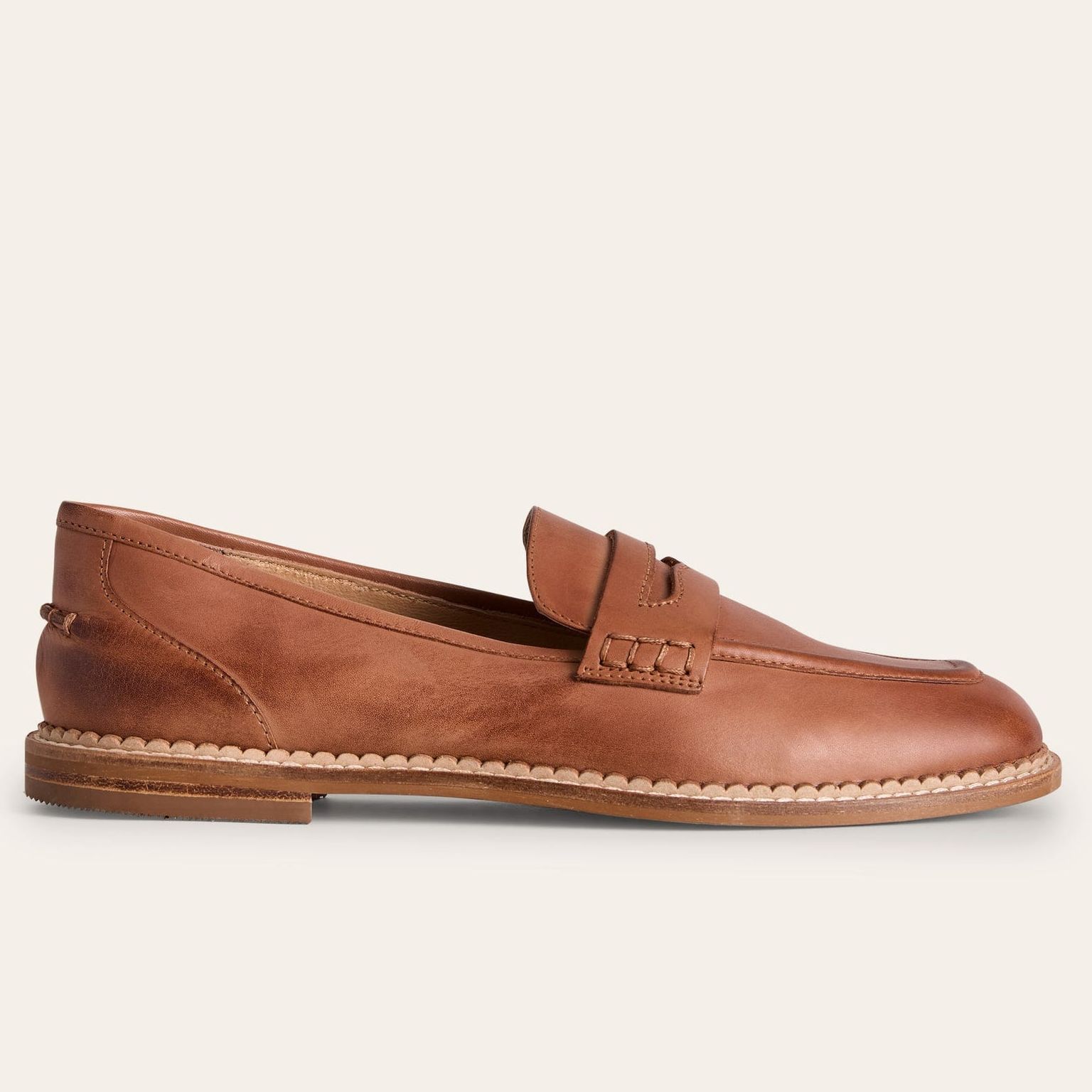 Nya Penny Loafers-Tan Burnished Leather
