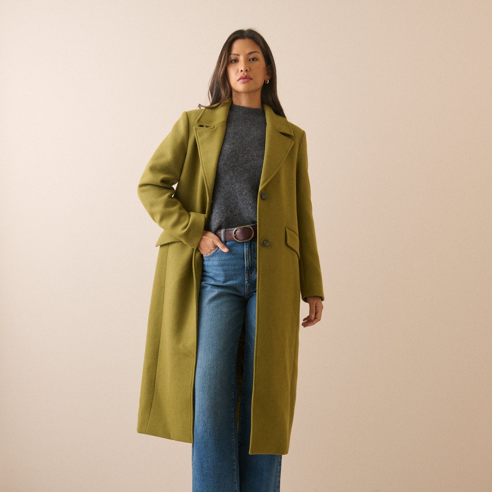 Chartreuse Wool-Blend Coat