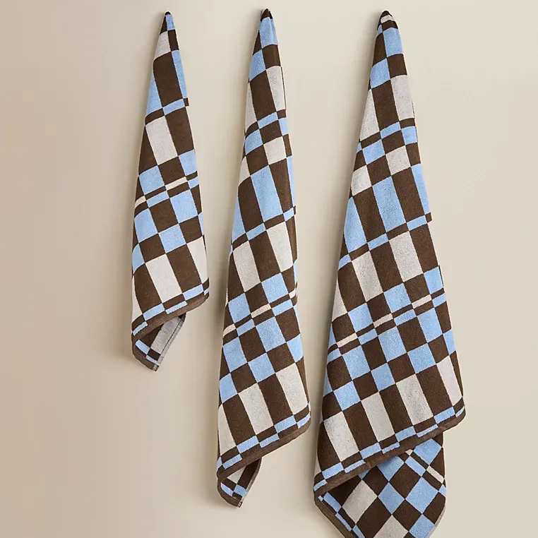 George Home, Brown &amp;amp; Blue Checkerboard Cotton Bath Towel