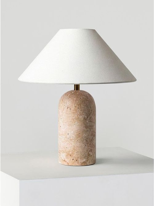 Sansa 13" Table Lamp With Natural Stone Base