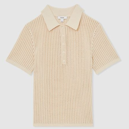 Reiss, open knit polo shirt