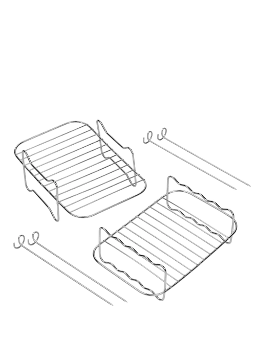 Stainless Steel 2 Tier Air Fryer Rack & 4 Skewers
