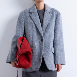 grey blazer-style coat