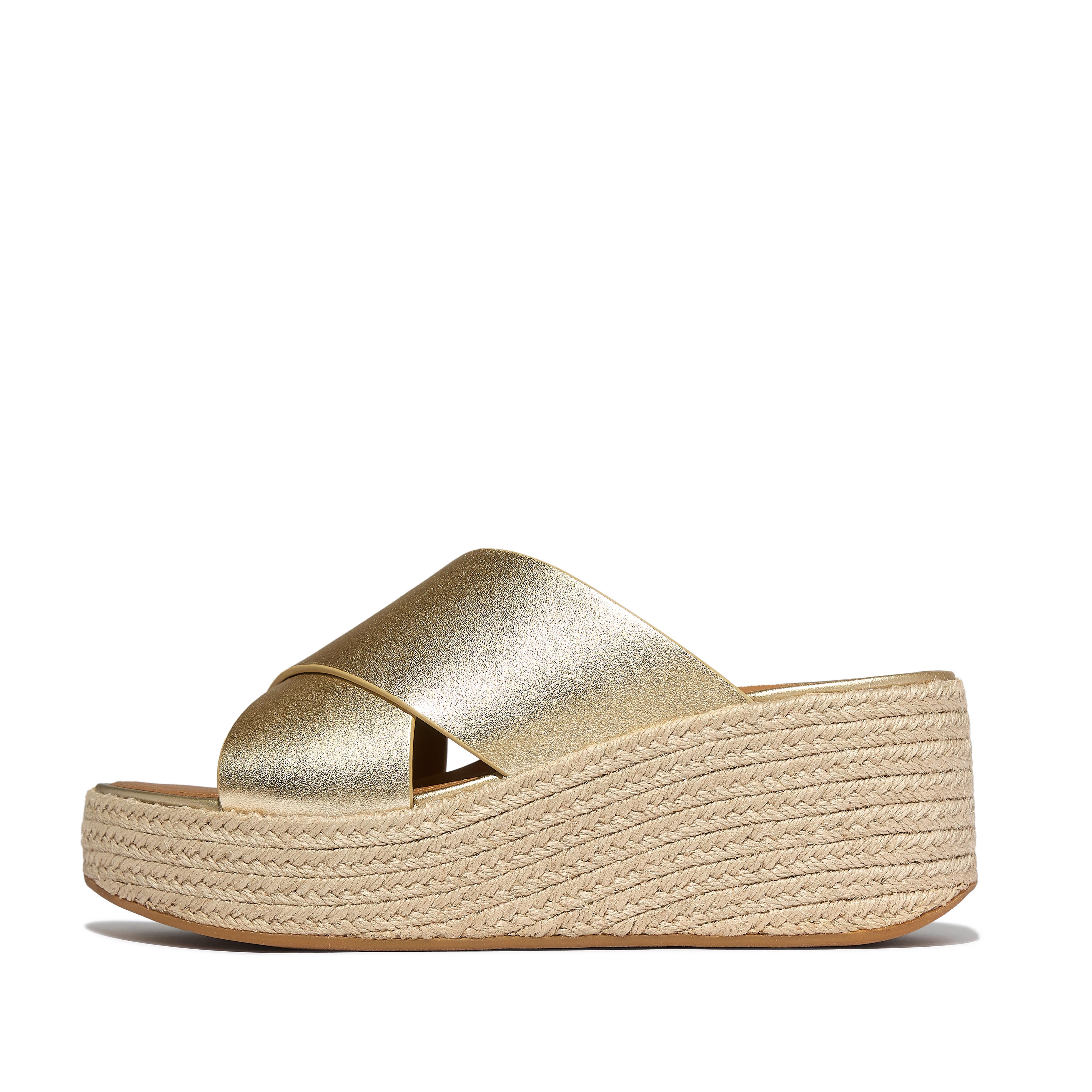 Women's Platfforms Espadrille Leather Slides | Fitflop Uk
