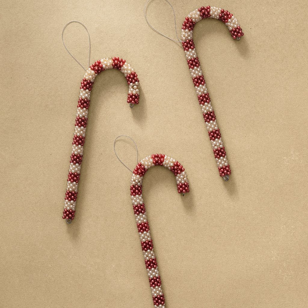 Beaded Candy Cane Ornaments (set of 3)