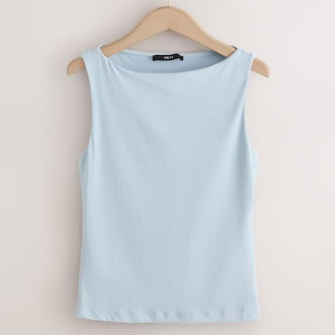 Next Pastel Blue Soft-Touch Boat Neck Top