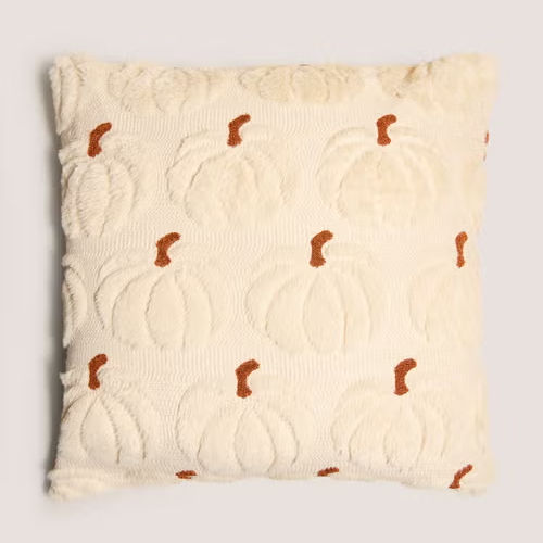 Cream Embroidered Pumpkin Cushion