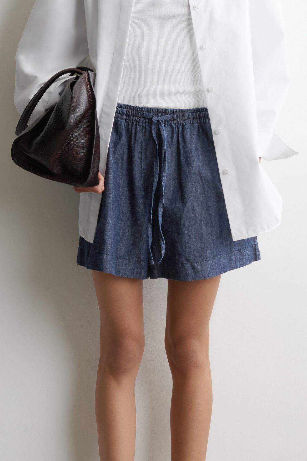 Drawstring Denim Shorts