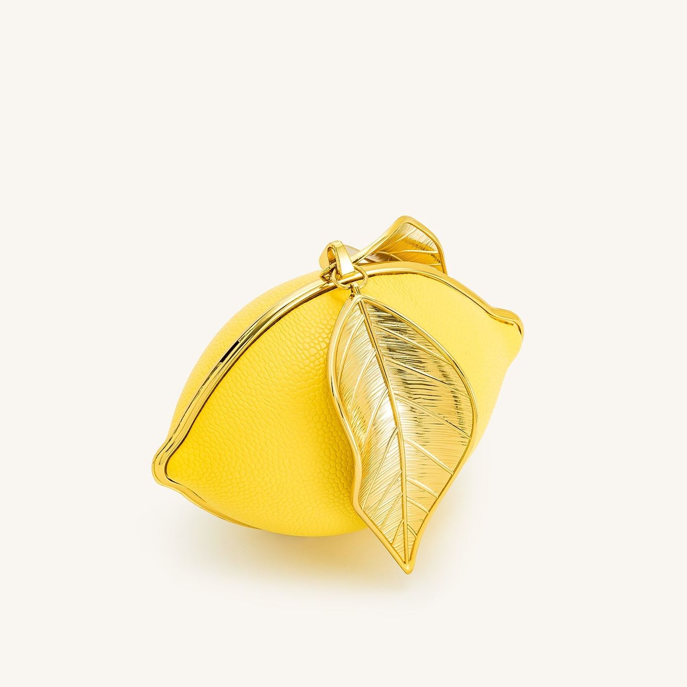 Tori Vegan Leather Metal Structure Clutch - Lemon Yellow