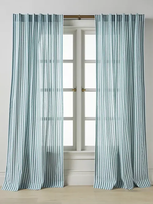 Solenne Cotton Jacquard Scalloped Stripe Curtain