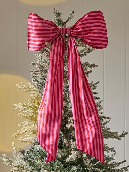 Striped Satin Bow Tree Topper