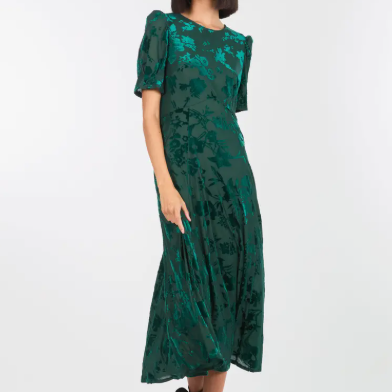 green velvet midi dress