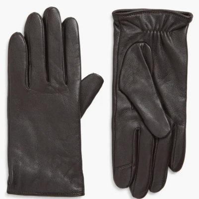 brown leather gloves