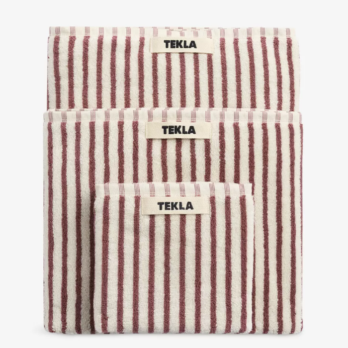 TEKLA, Striped Cotton Bath Towel 70cm X 140cm - Clear Blue