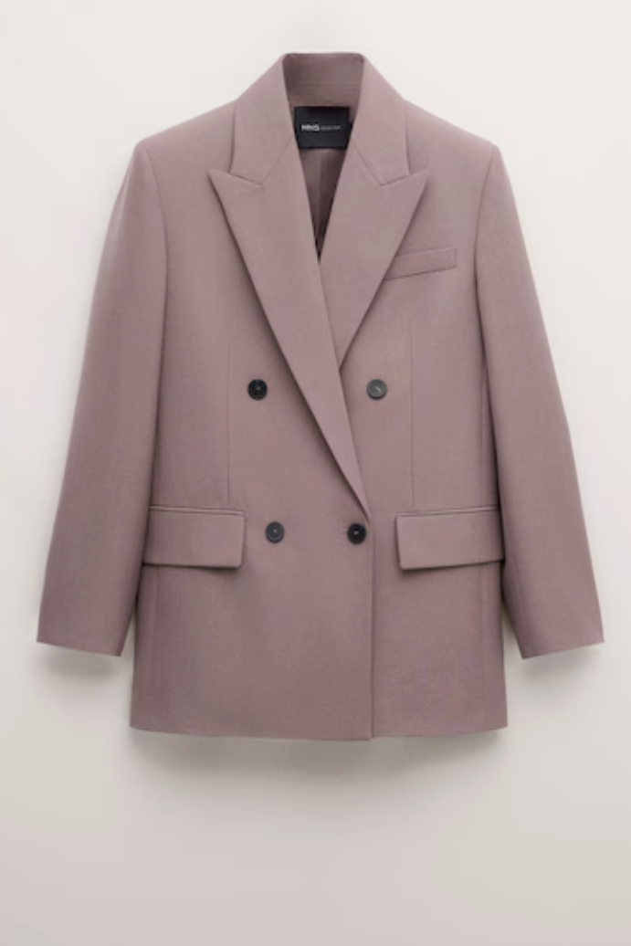MANGO, Double-Breasted Wool Suit Jacket