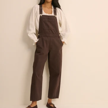 Nobody's Child, Chocolate Brown Barrel Leg Denim Dungarees