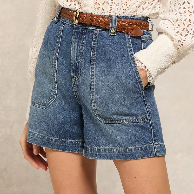 Holland Cooper Blue Utility Denim Shorts