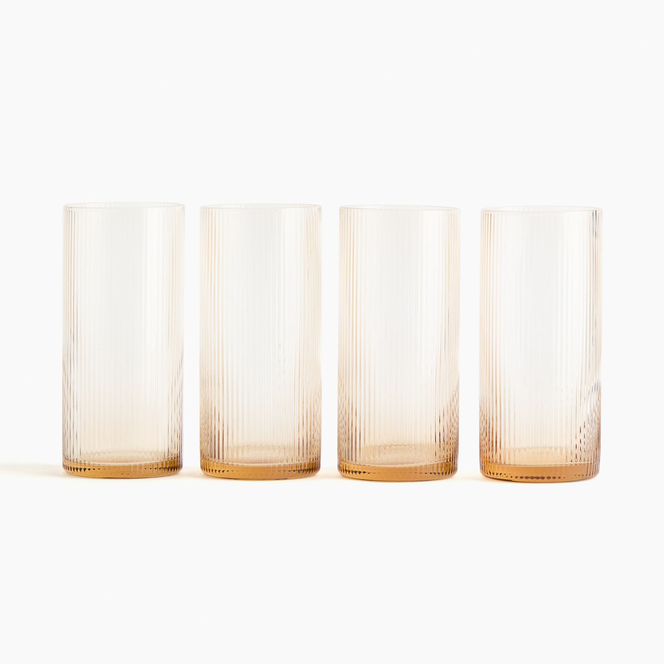 4-Pack Fluted Highball Glasses - Clear Glass