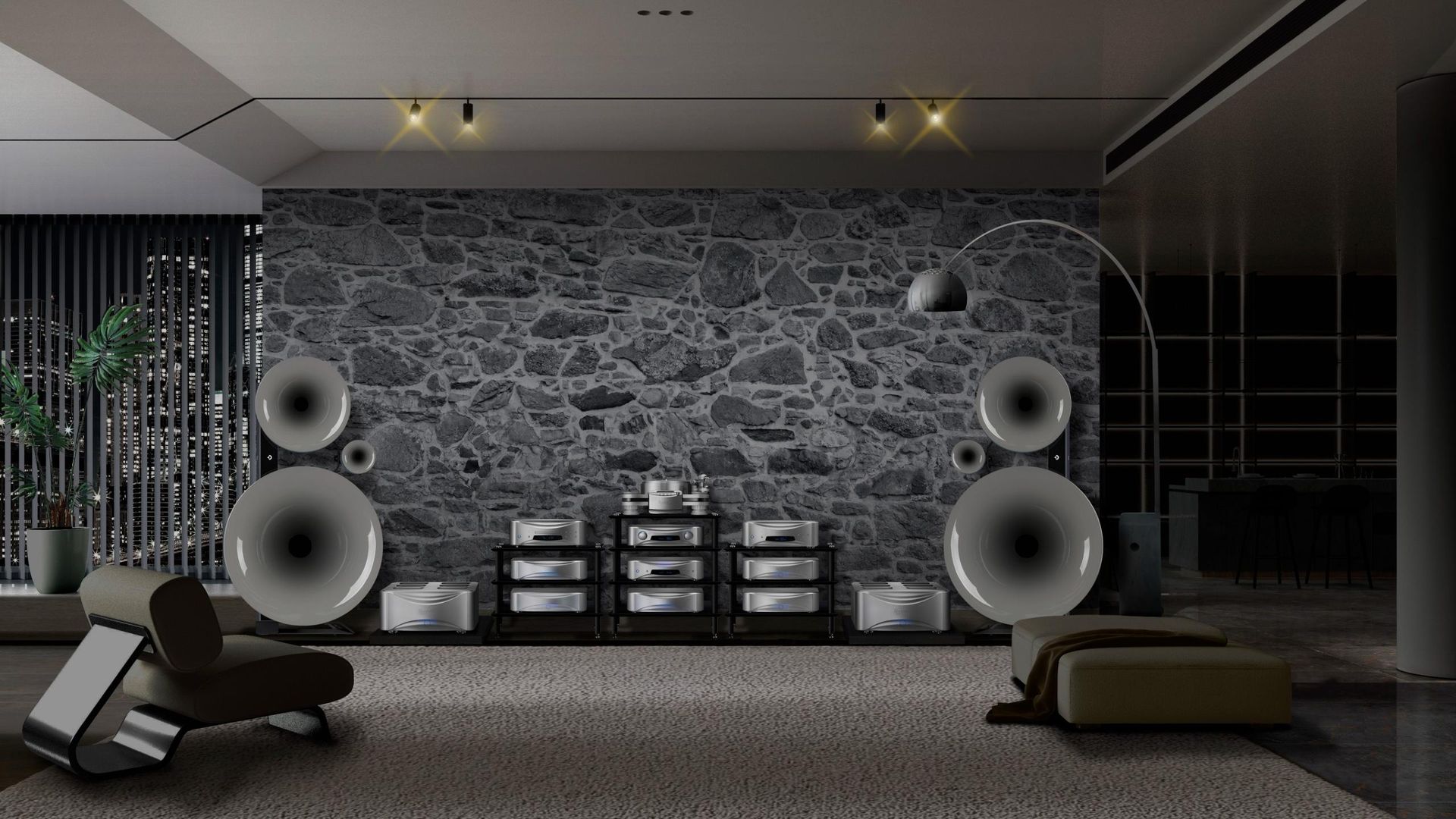 Esoteric's full Grandioso range in a hi-fi listening room