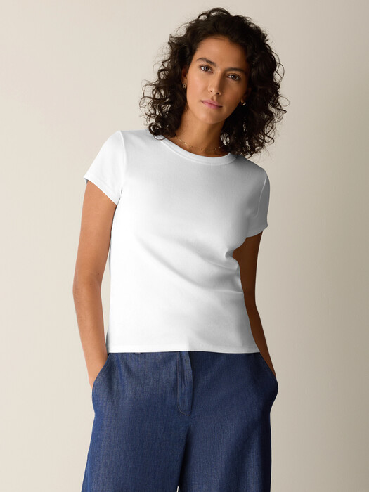 Organic Cotton Stretch Rib Crew Neck Tee