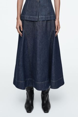 COS Raw Denim A-line Midi Skirt