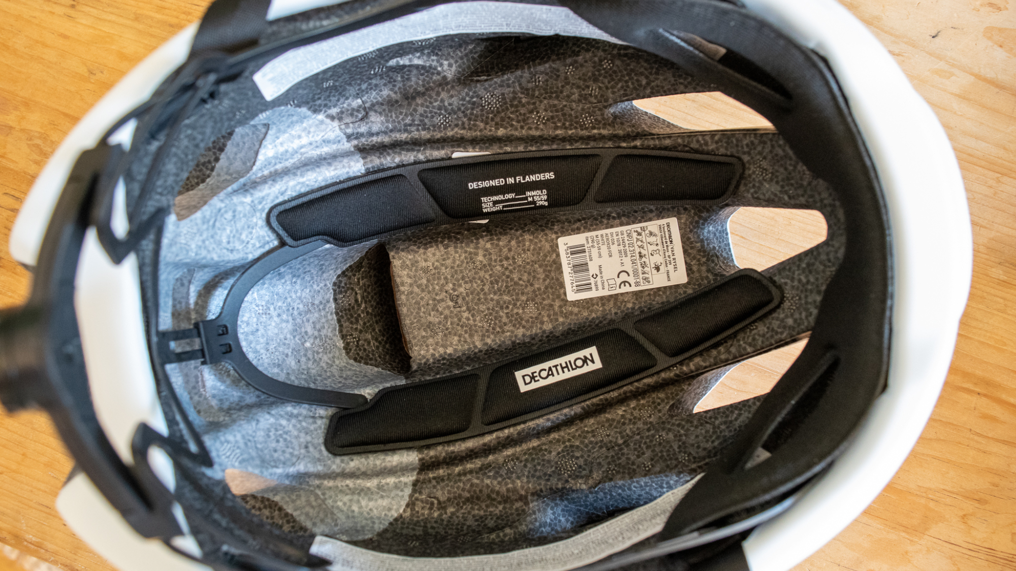 The Van Rysel FCR helmet on a plain background