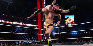 Cesaro and Seth Rollins at WrestleMania 37