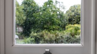 A rain-soaked window