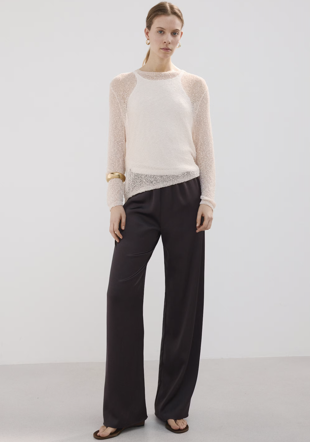 MANGO, Satin Straight-Fit Trousers