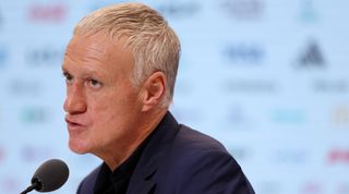 France manager Didier Deschamps speaks during a press conference after France beat Morocco 2-0 in the semi-finals of the FIFA World Cup 2022 in Qatar