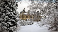 Pale Hall in the snow, exterior