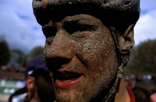 A muddy faced young Tom Boonen in 2002