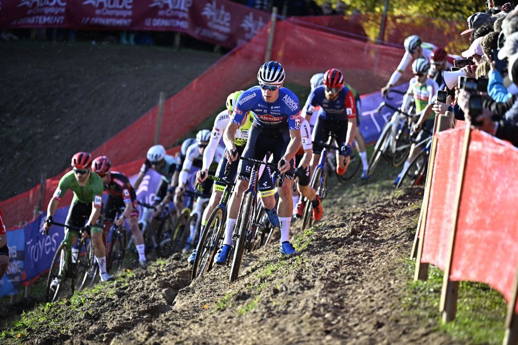 Belgian Niels Vandeputte pictured in action during the mens elite race at the World Cup cyclocross cycling event in Troyes France stage 4 out of 14 of the UCI World Cup cyclocross competition Sunday 19 November 2023BELGA PHOTO JASPER JACOBS Photo by JASPER JACOBS BELGA MAG Belga via AFP Photo by JASPER JACOBSBELGA MAGAFP via Getty Images