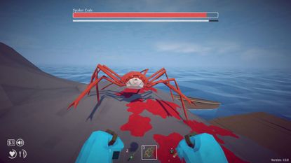 How to Fish Spider Crab bleeding on small rocky island while the player's knuckleduster fists are raised