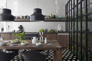 Checkerboard kitchen floor tiles by Walls & Floors