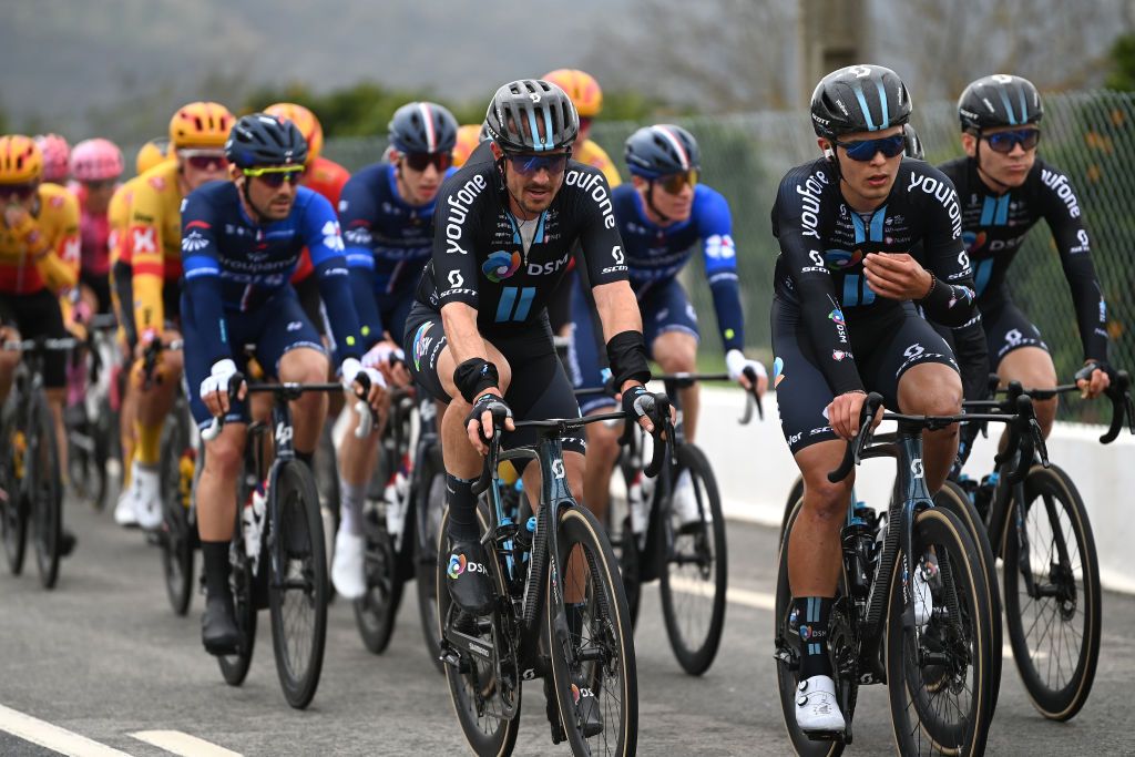 LAGOS PORTUGAL FEBRUARY 15 John Degenkolb of Germany and Pavel Bittner of Czech Republic and Team DSM compete during the 49th Volta ao Algarve em Bicicleta 2023 Stage 1 a 2002km stage from Portimo to Lagos VAlgarve2023 on February 15 2023 in Lagos Portugal Photo by Tim de WaeleGetty Images