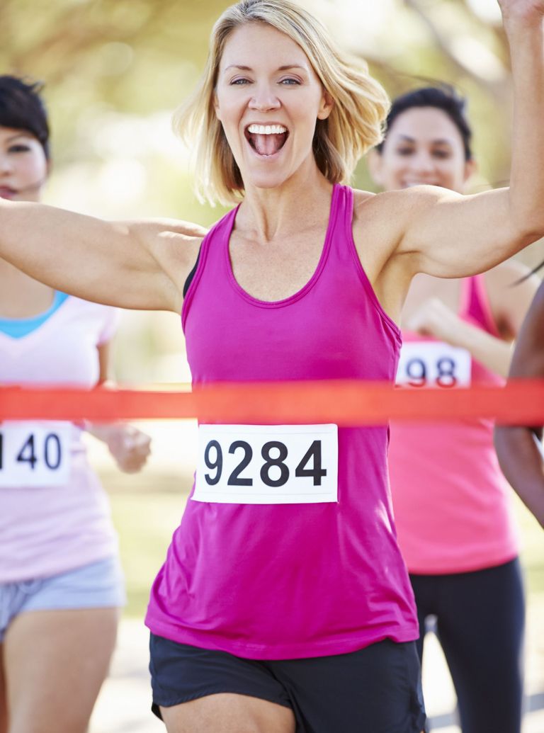woman winning race