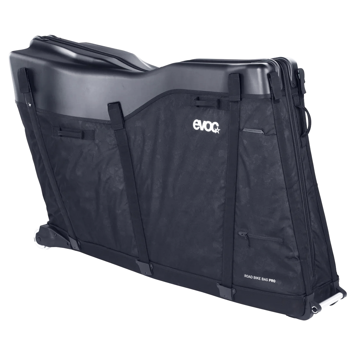 Evoc Road Bike Bag Pro, with its hard top and soft sides in black