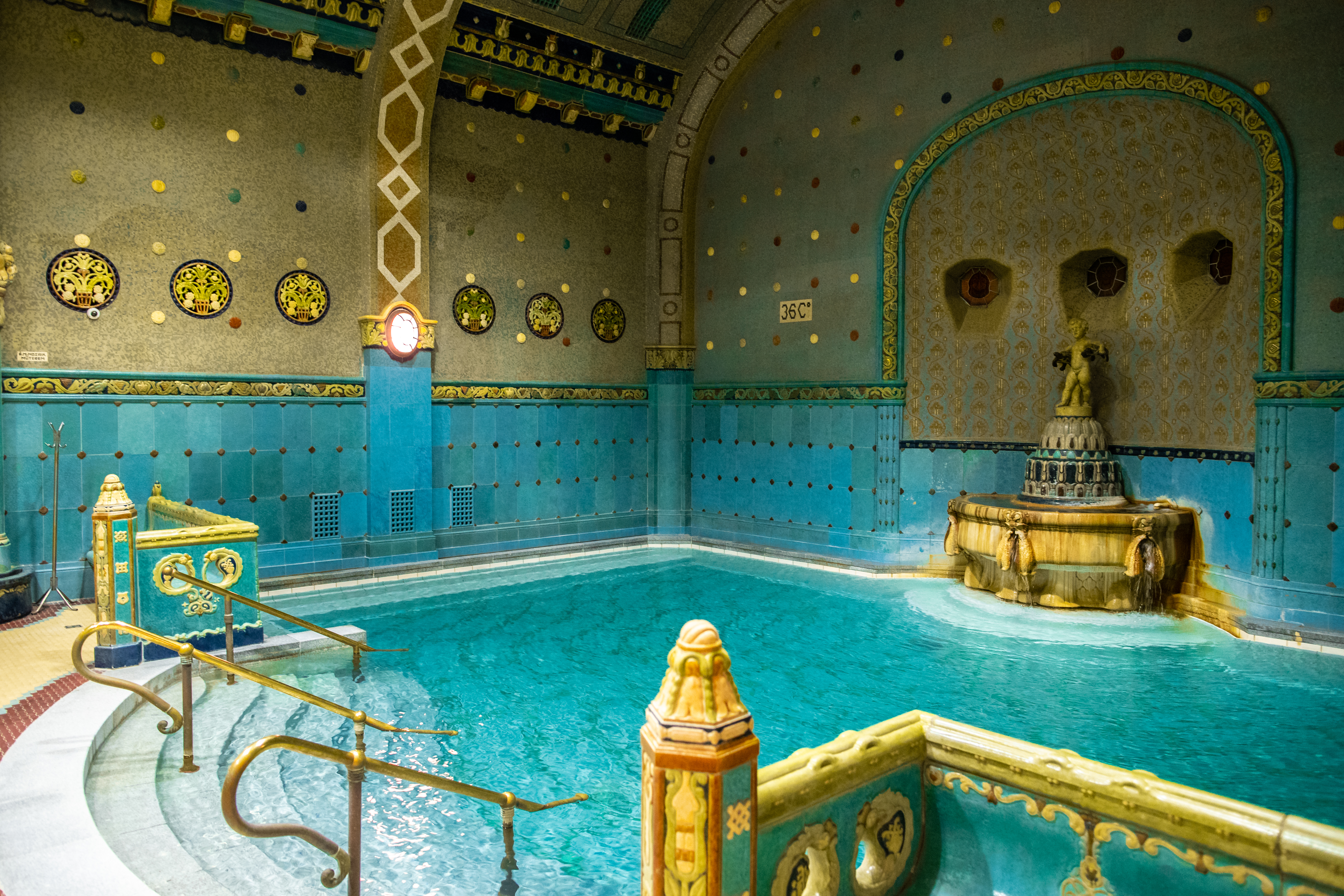 A beautiful tiled bath at Gellert Bath in Budapest