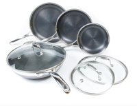 HexClad 7-Piece Hybrid Cookware Set with Lids and Wok