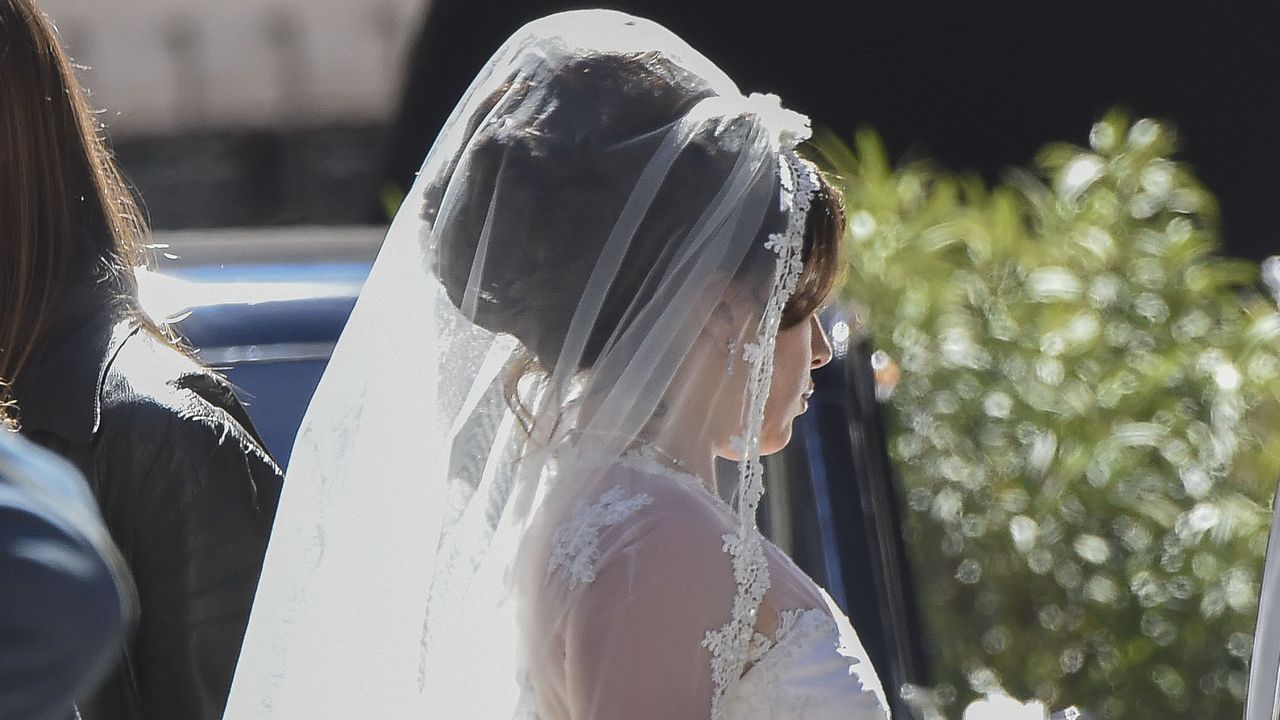 rome, italy april 08 lady gaga wearing a wedding dress on the set of house of gucci on april 8, 2021 in rome, italy photo by sharkymegagc images