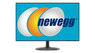 Newegg logo displayed on a computer monitor