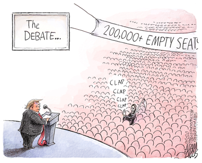 Political Cartoon U.S. Trump COVID deaths debate