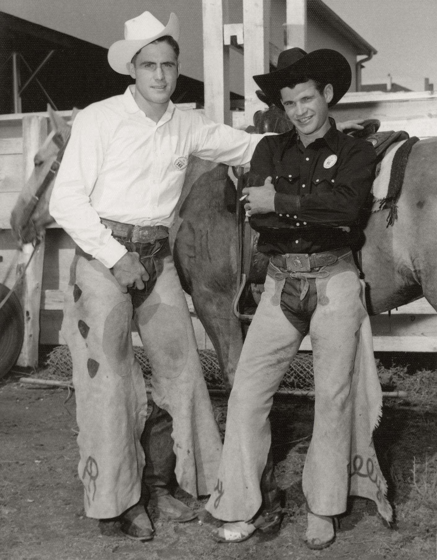 black and white images of cowboys