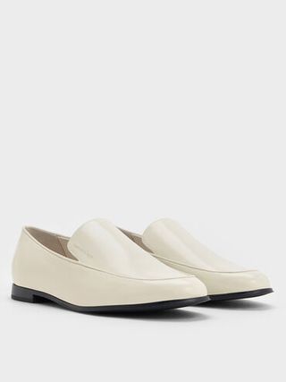 Almond-Toe Stitch-Trim Loafers