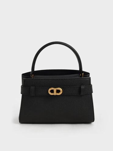 Aubrielle Metallic-Buckle Top Handle Bag