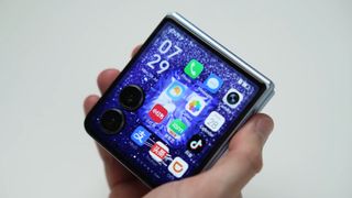 The Honor Magic V Flip 2 being held in the hand