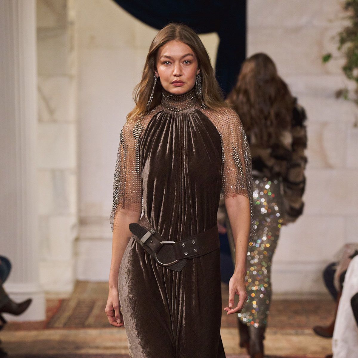 Gigi Hadid on the Ralph Lauren fall/winter 2026 runway